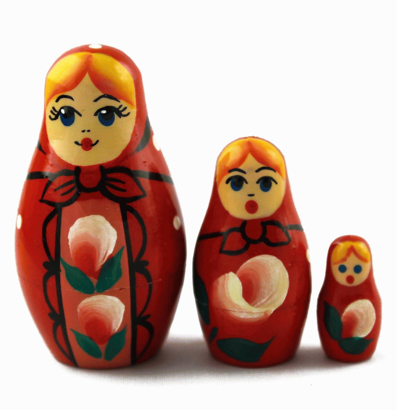 Red Matryoshka with Rose Motif