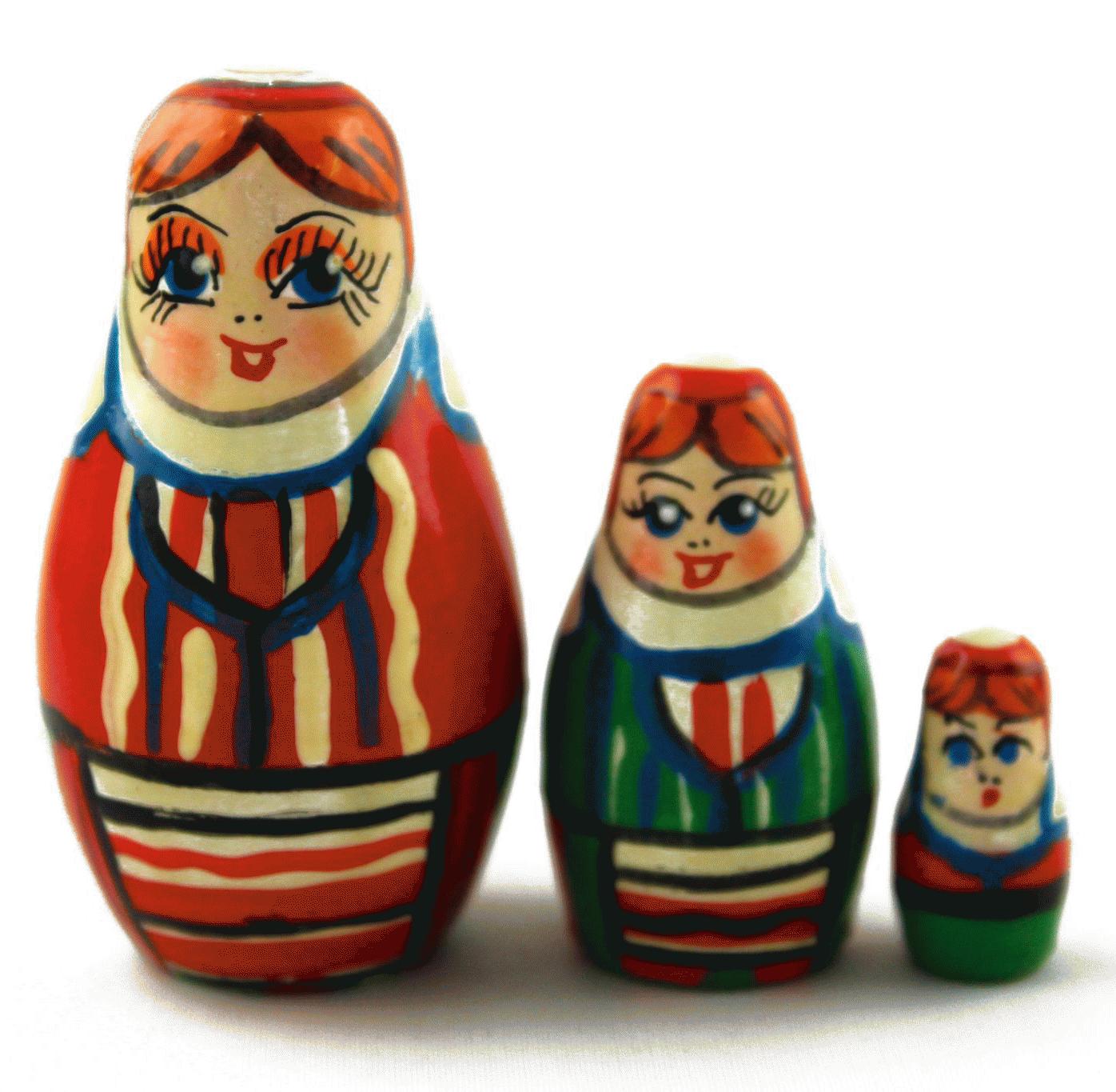 Mini Striped Folk Costume Matryoshka
