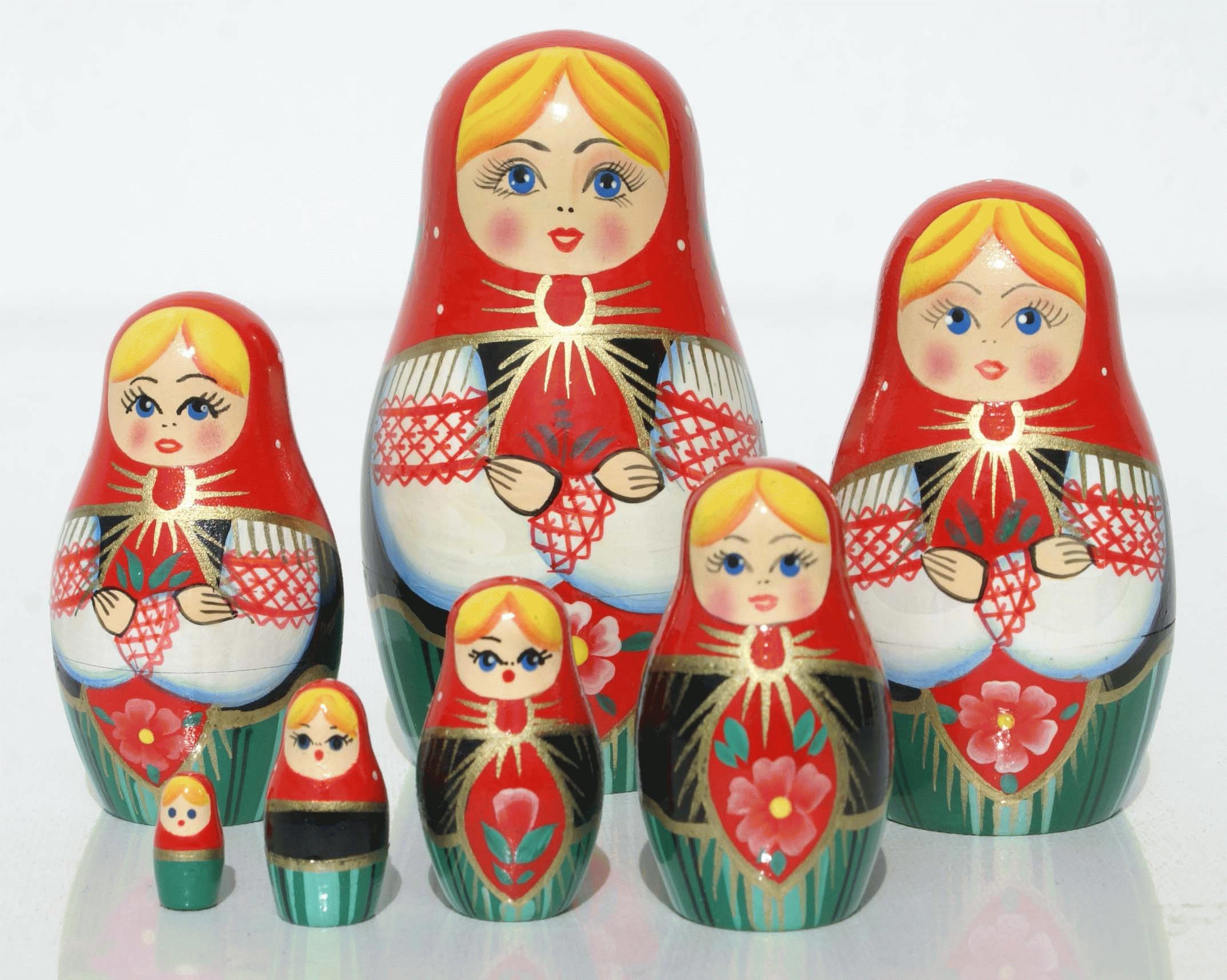 Nesting Doll Set with Floral Apron