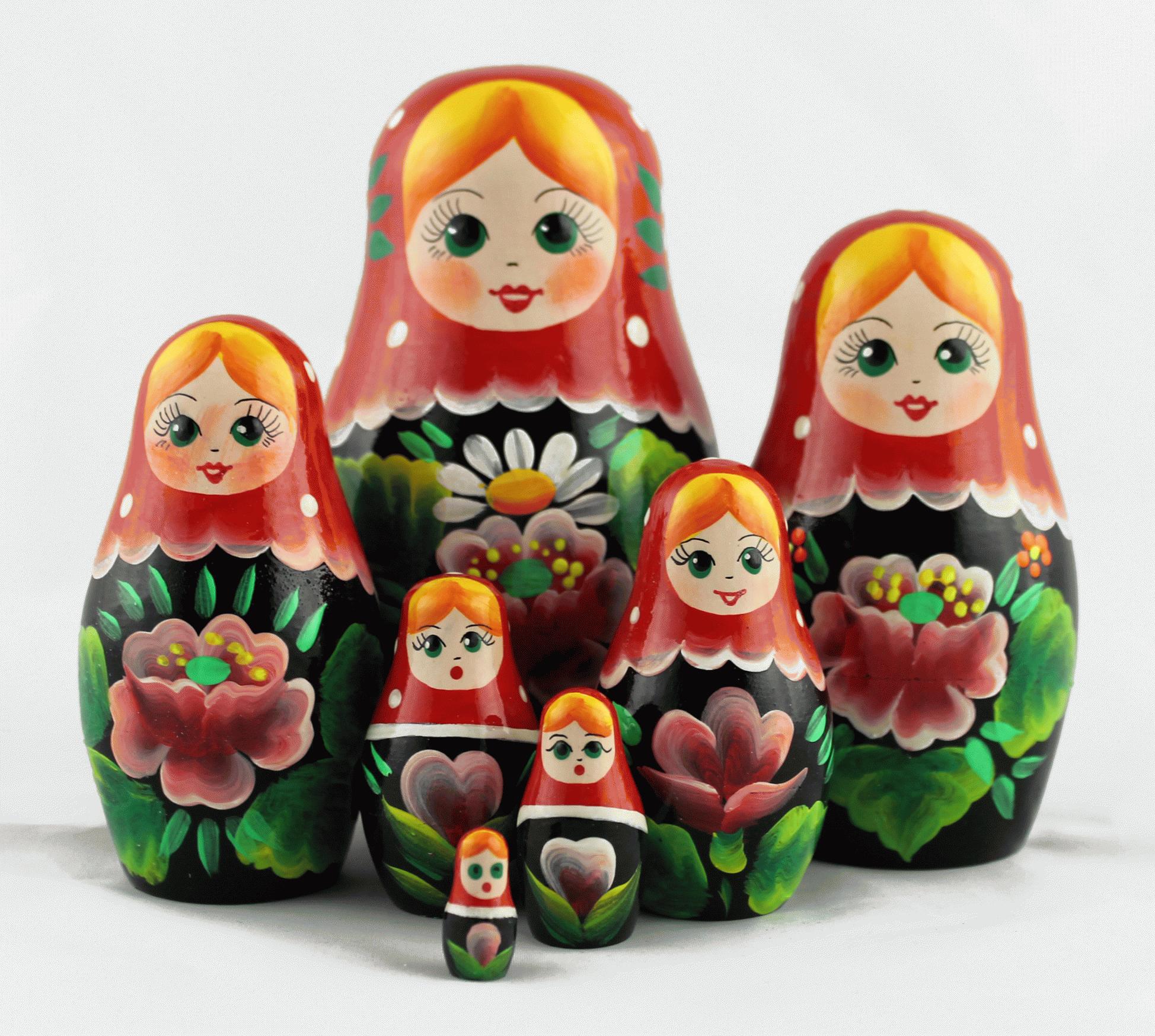 Red Floral Matryoshka Nesting Doll Set
