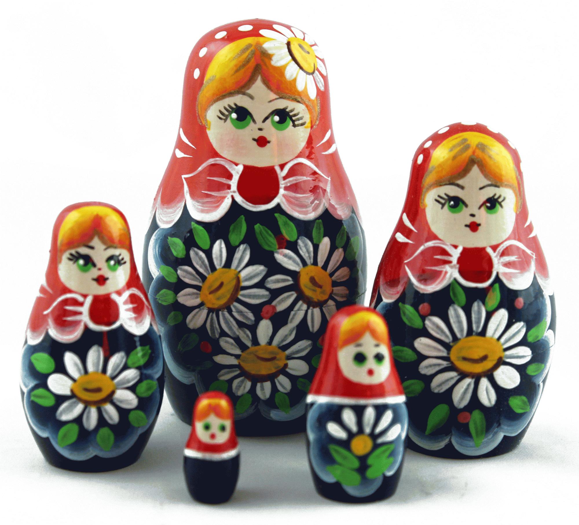 Floral Daisy Matryoshka Nesting Dolls