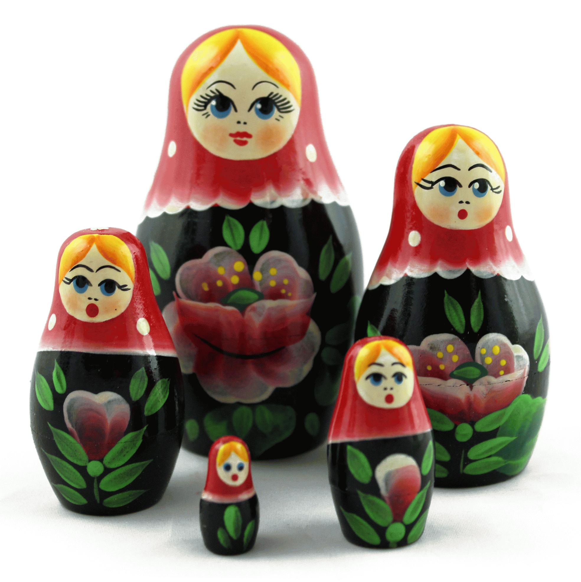 Floral Rose Matryoshka Nesting Dolls