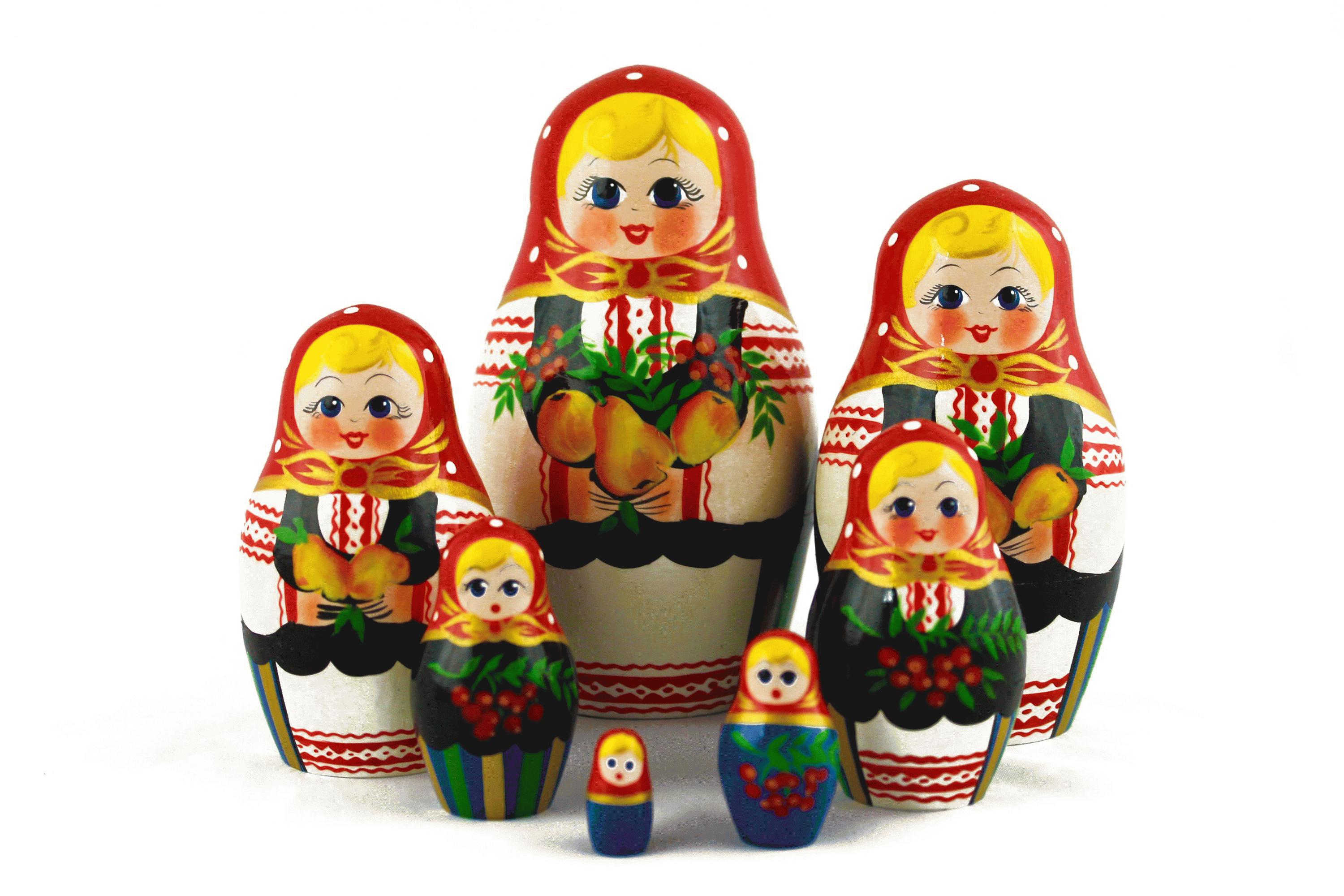Nesting Dolls with Pear Harvest Motif