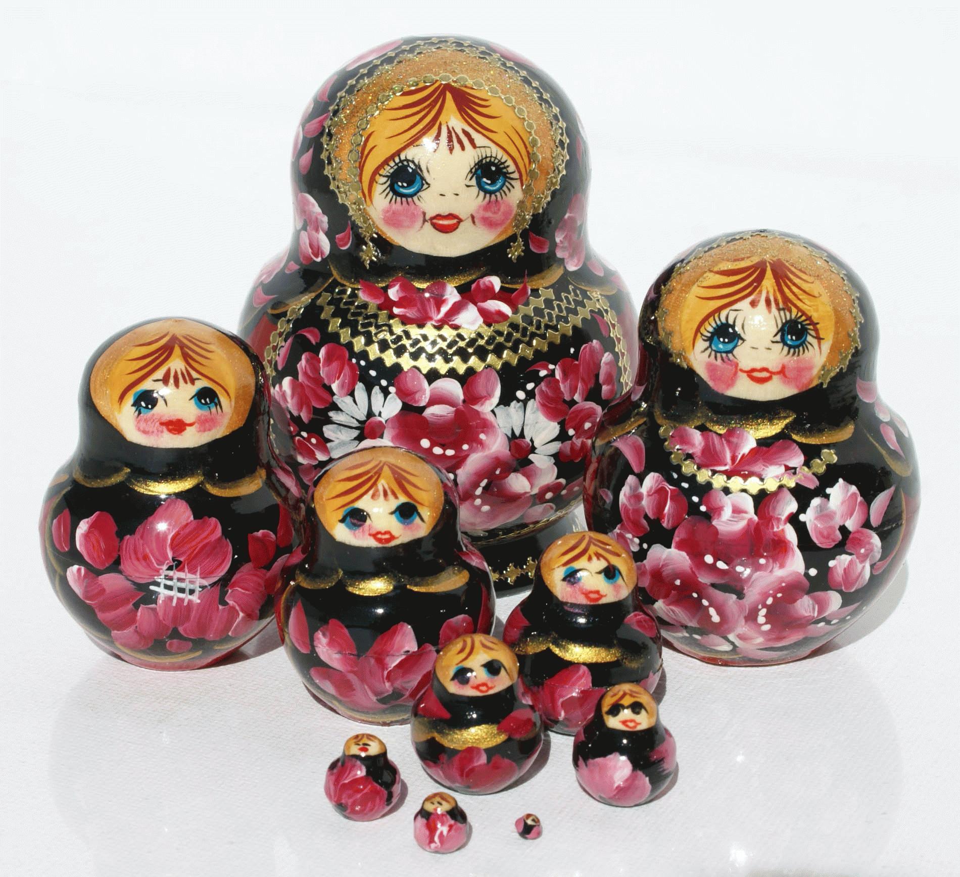 Black Wooden Russian Matryoshka