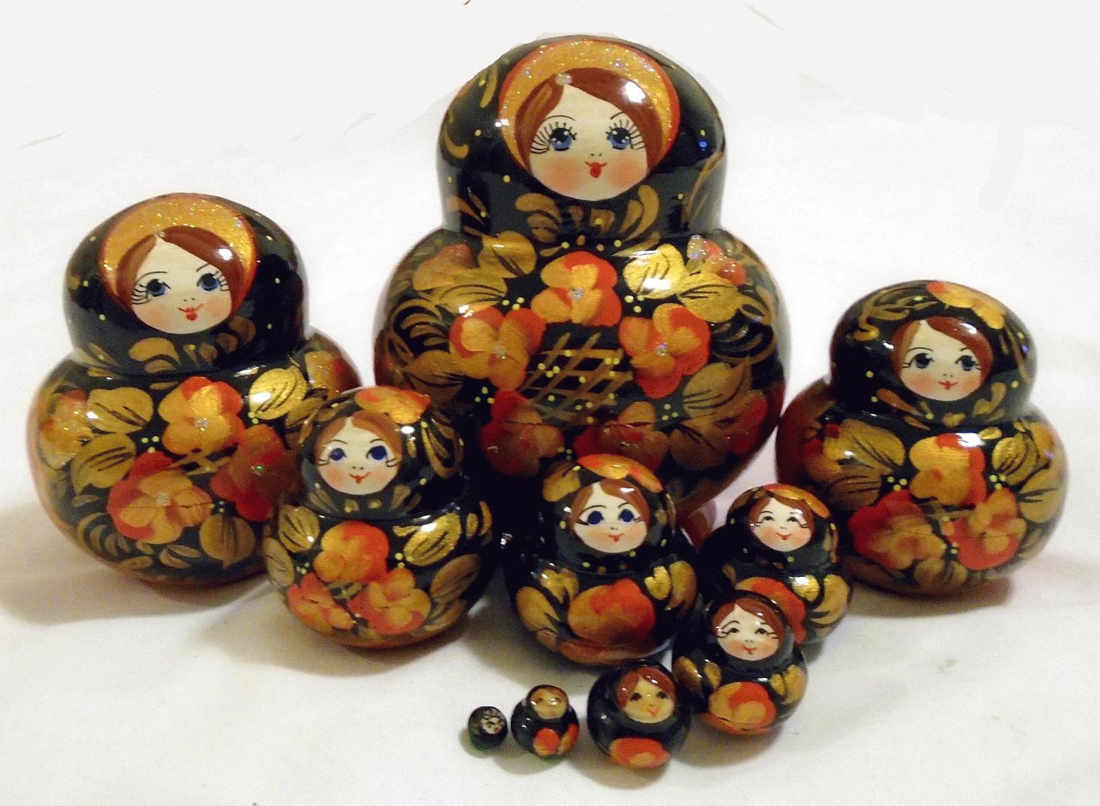 Black & Gold Floral Matryoshka