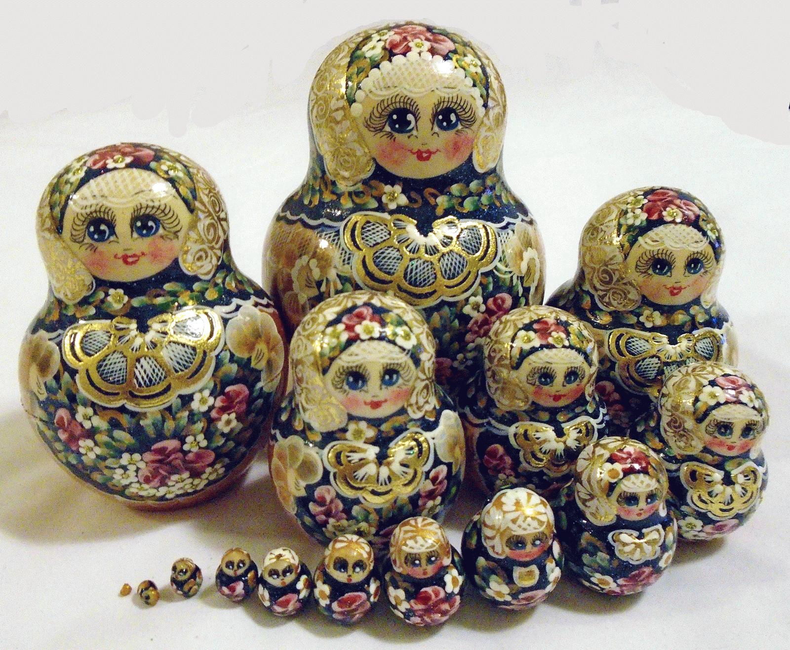 Blue & Gold Floral Matryoshka