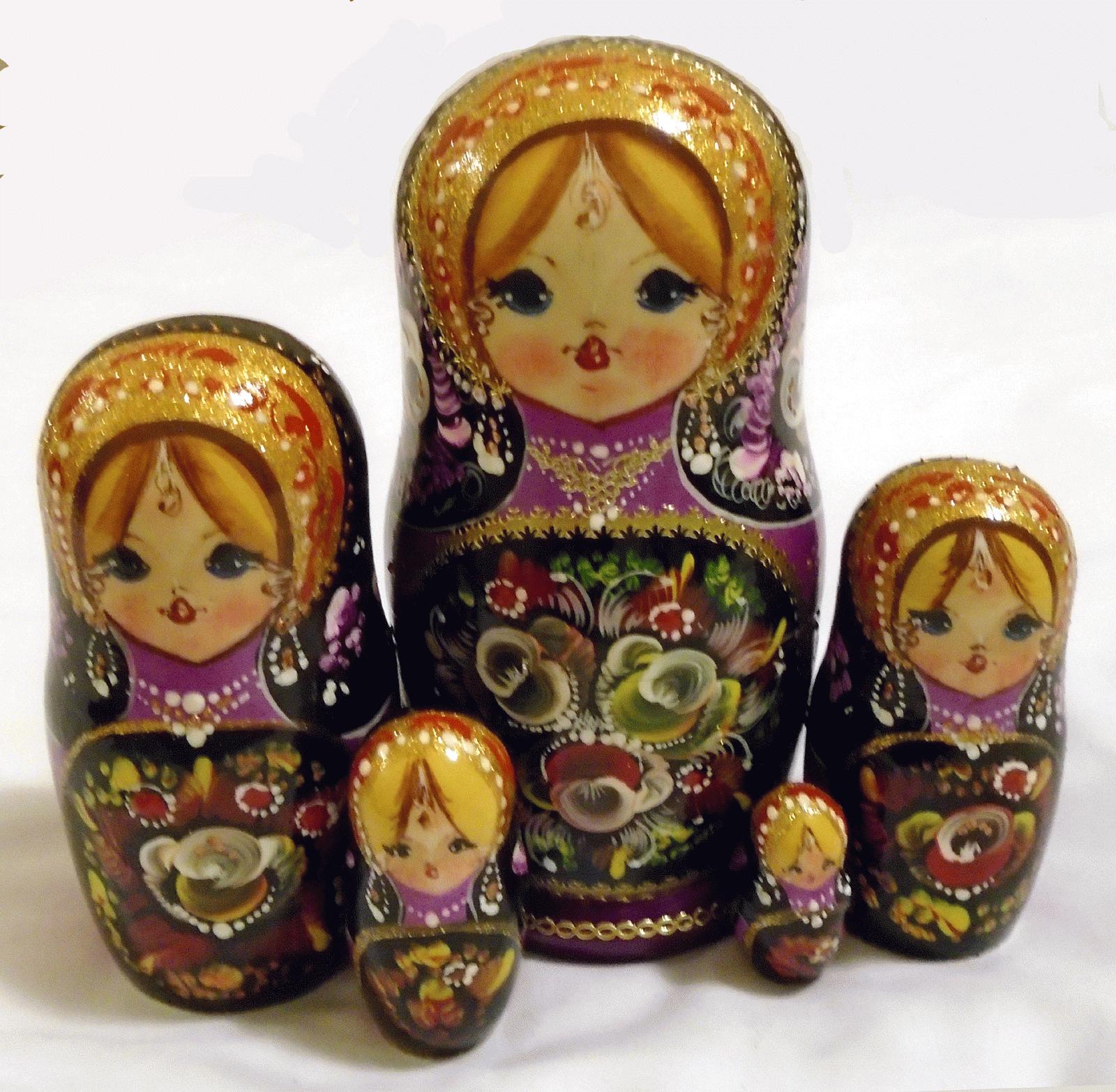 Black & Purple Floral Matryoshka