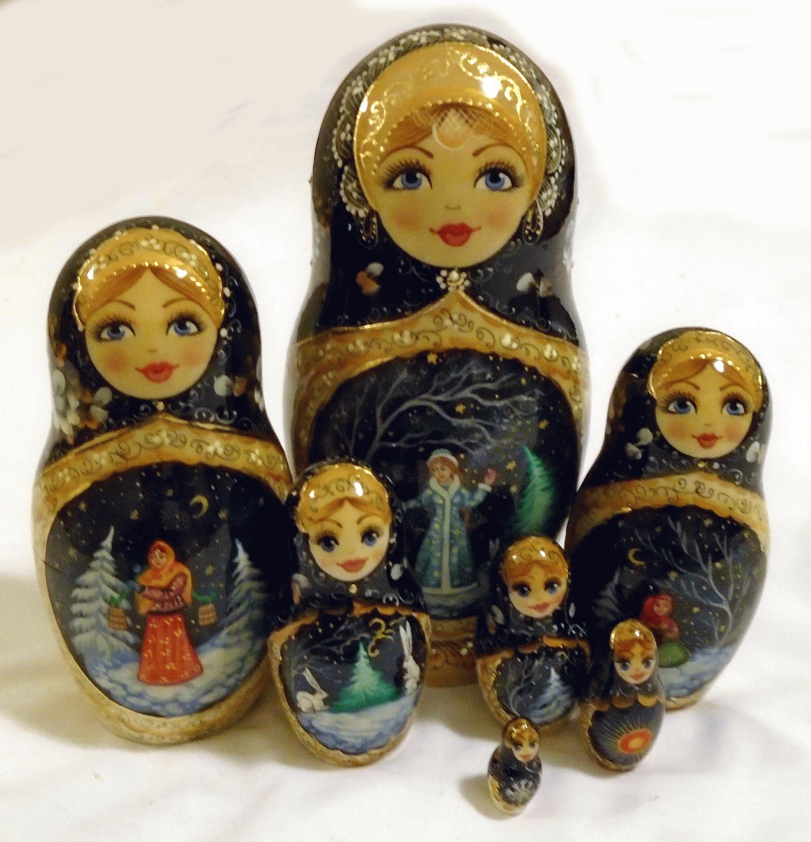 Snow Maiden Winter Night Matryoshka Dolls