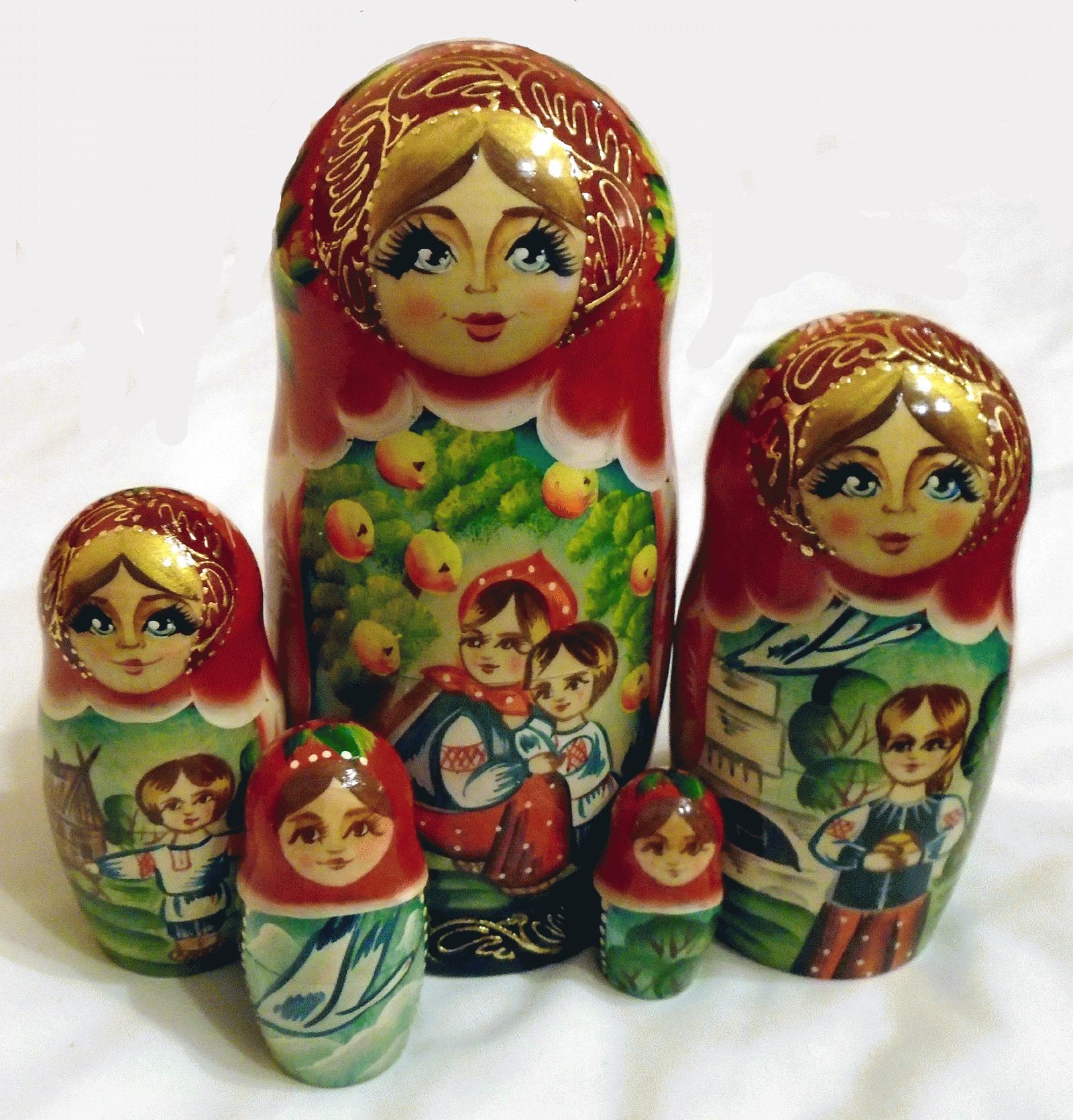Matryoshka Dolls with Apple Orchard