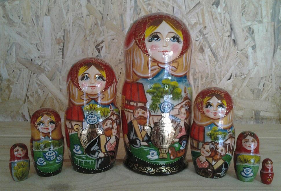 Village Tea Scene Matryoshka