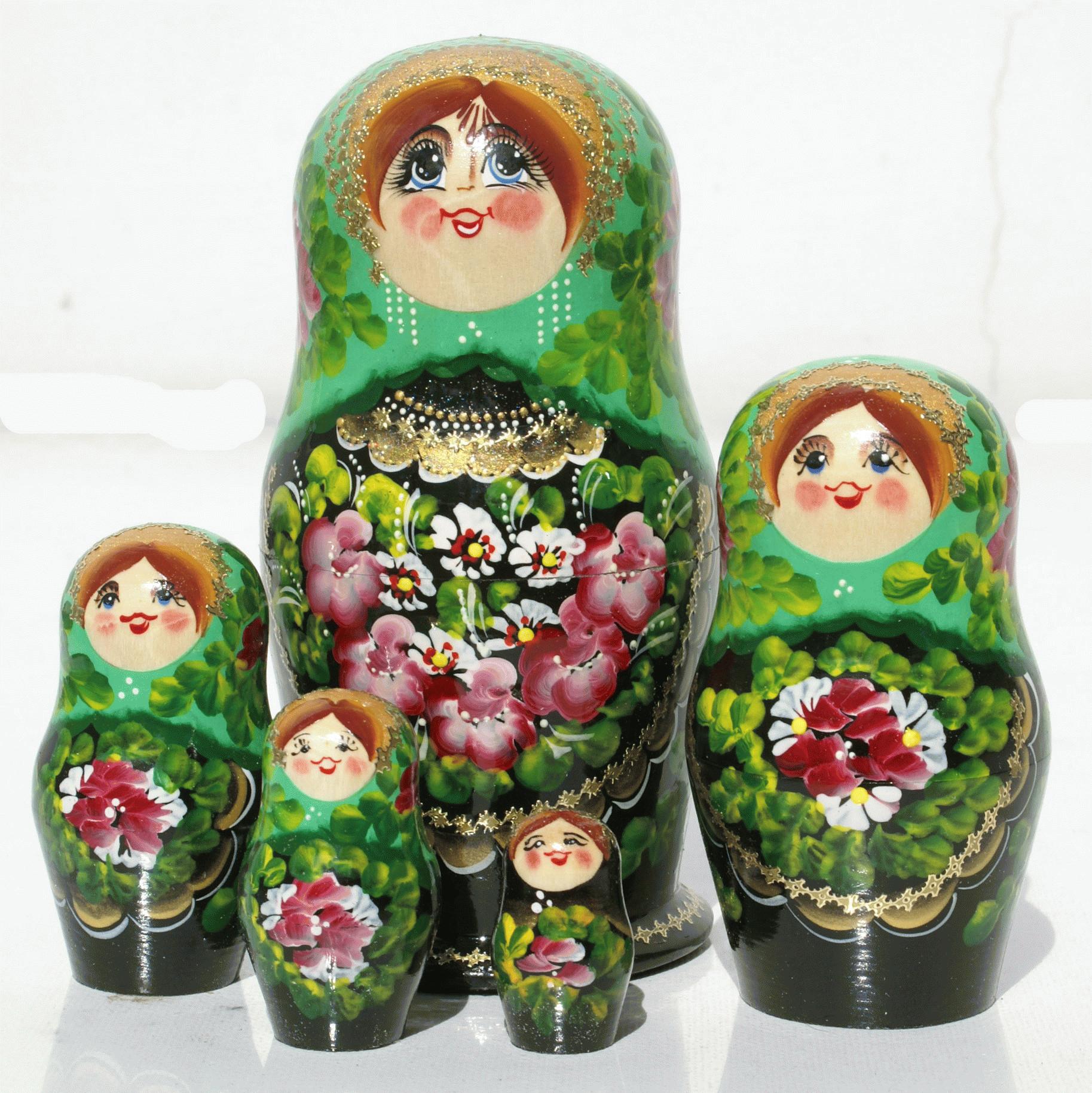 Green Headscarf Floral Matryoshka