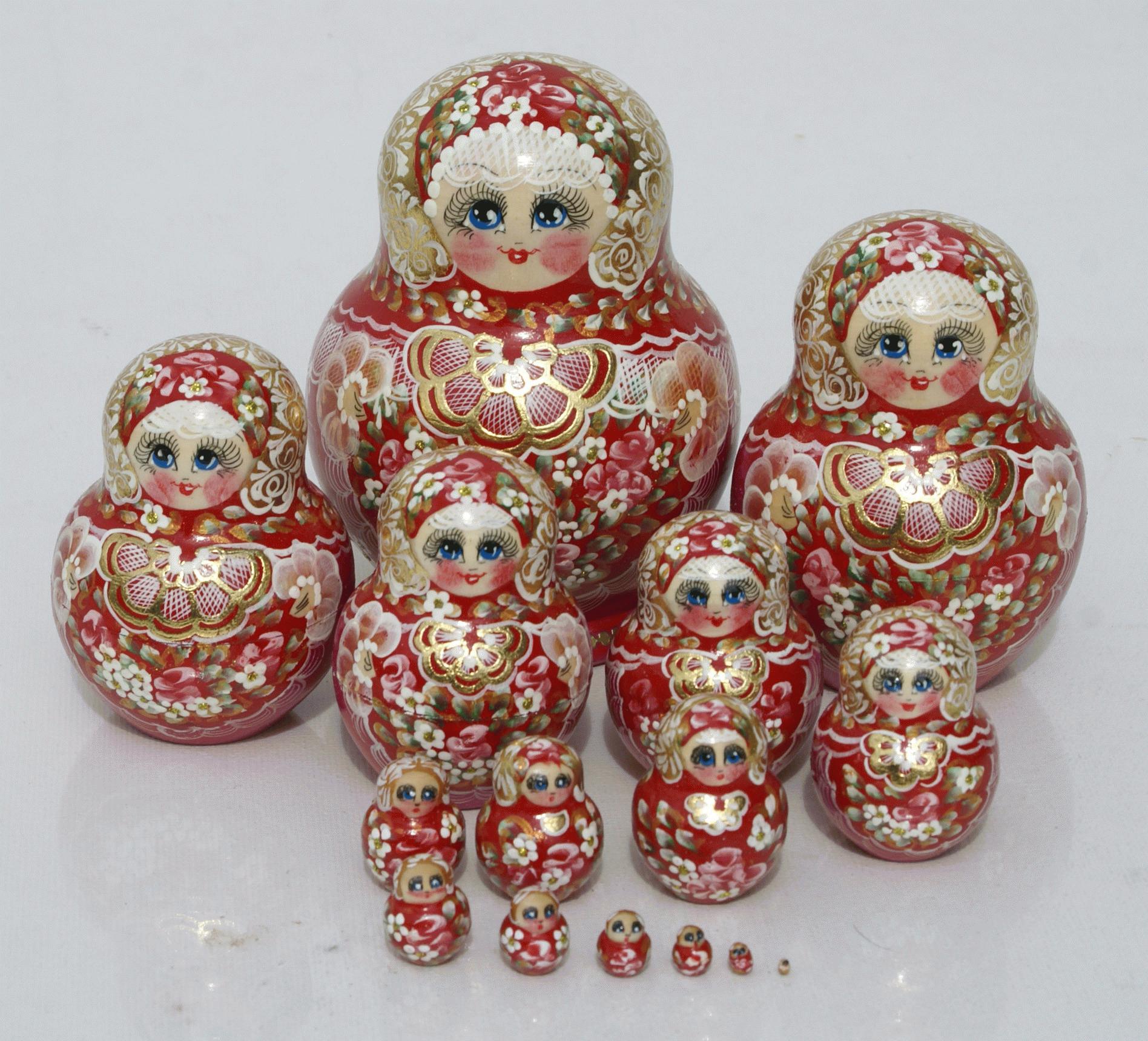 Red Matryoshka with Gold Ornament