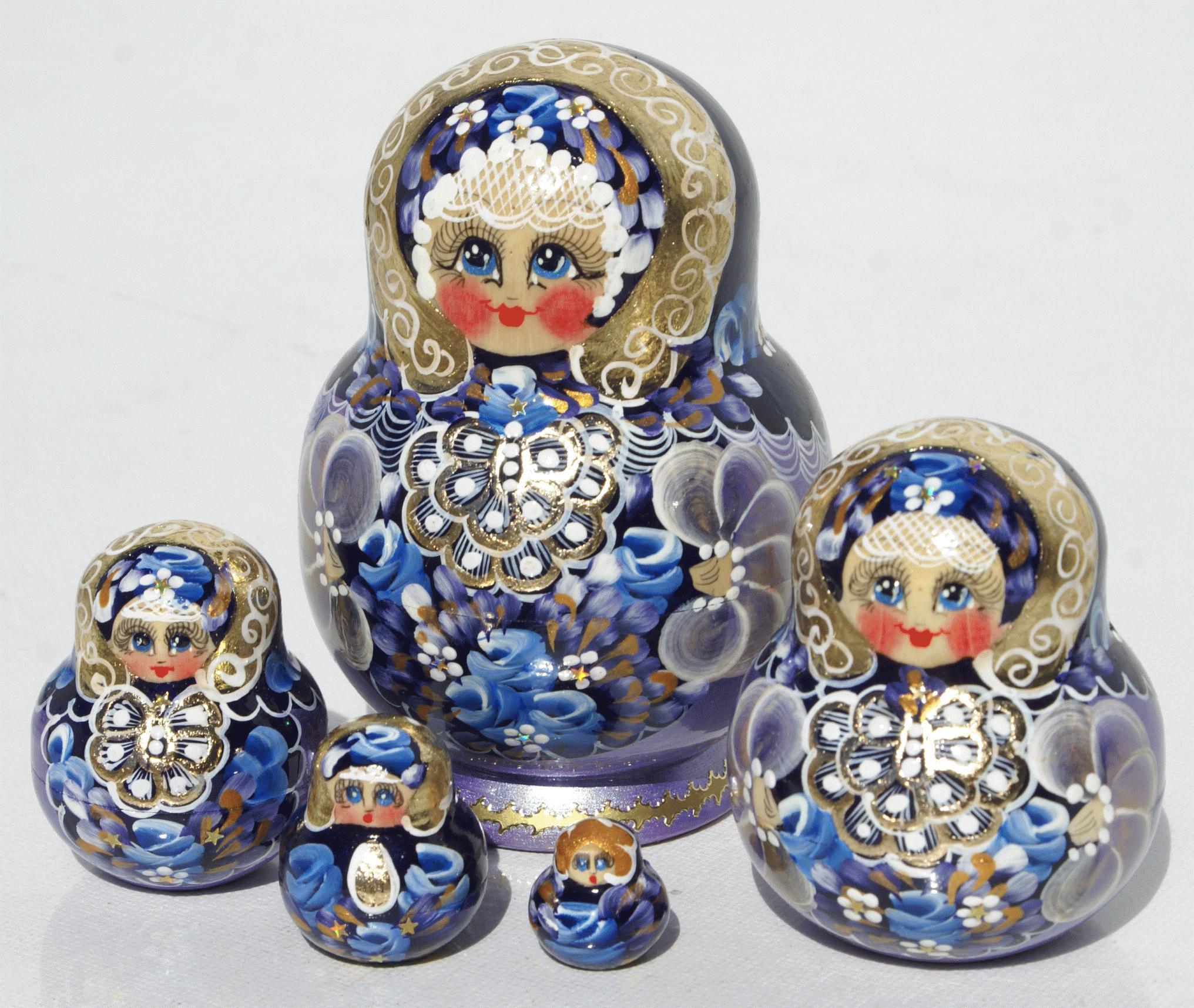 Blue Floral Nesting Dolls