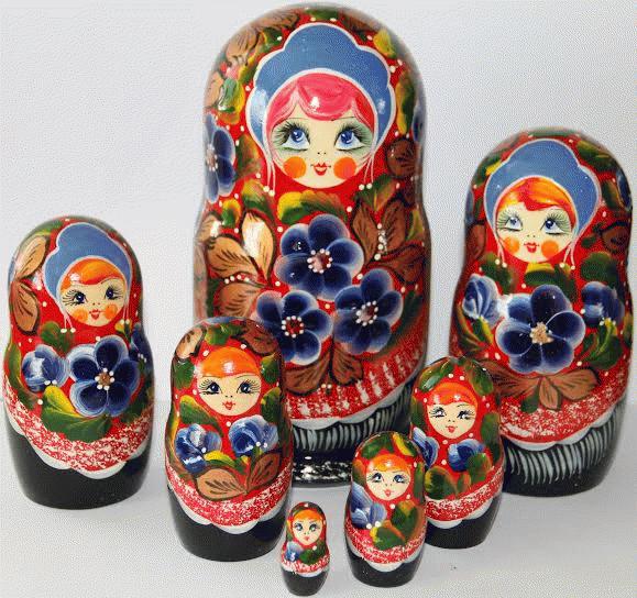 Matryoshka Blue Flowers