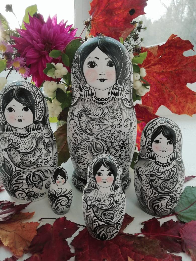 Black & White Ornamental Matryoshka