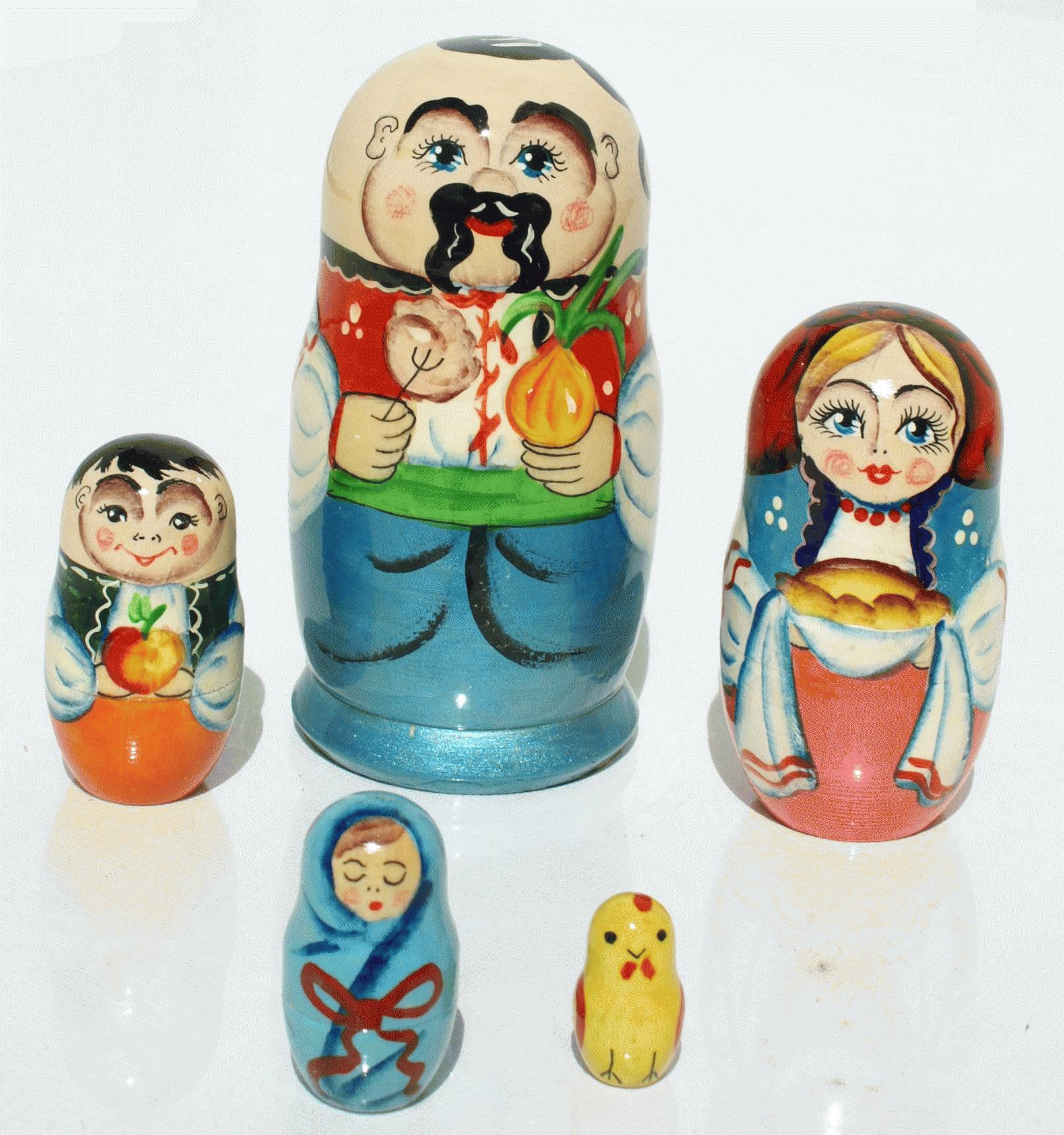 Folk Family Matryoshka Nesting Doll
