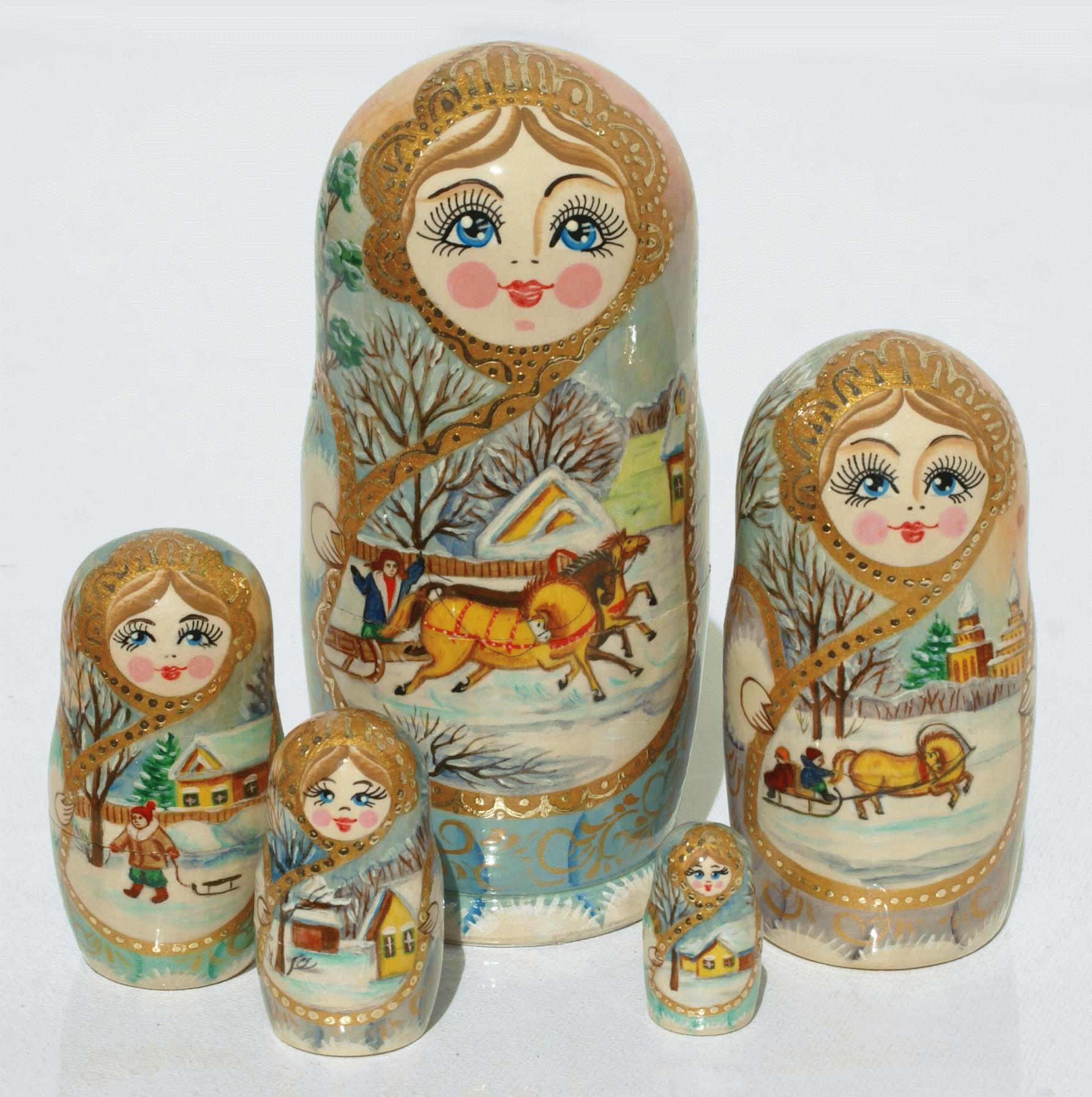 Winter Sleigh Ride Matryoshka